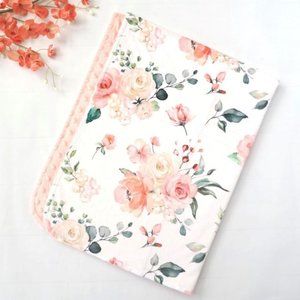 Honey Lemonade Peach Floral 30x40 Minky Blanket (Peach Minky)